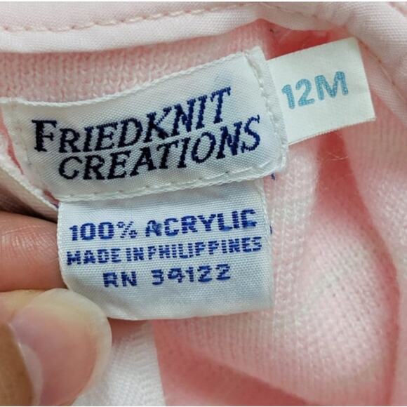 Vintage Friedknit Creations Outfit Baby Girl Sz 12m Pink Anchor Sailor Sweater - Picture 3 of 3